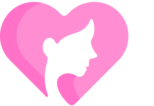 Silhouette of a woman inside a heart shape.